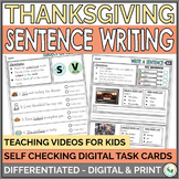 Thanksgiving Sentence Writing Activities Differentiated Di