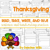Thanksgiving Sentence Writing Read, Trace, Glue, and Draw