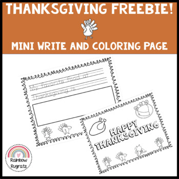 Preview of Thanksgiving Sentence write and coloring worksheet