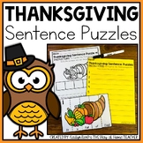 Thanksgiving Sentences | Scrambled Puzzles and Worksheets 