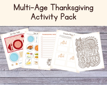 Preview of Thanksgiving Set the Table and Menu Planning Multi-Age Homeschool Fun and Enrich