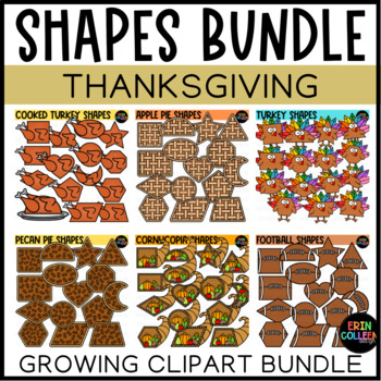 Preview of Thanksgiving Shapes Clipart Growing Bundle