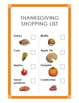 Preview of Thanksgiving Shopping List