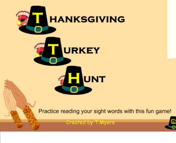 Preview of Thanksgiving Sight Word Game