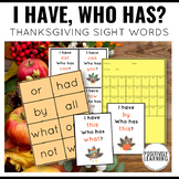 Thanksgiving Sight Word Game | I Have, Who Has?