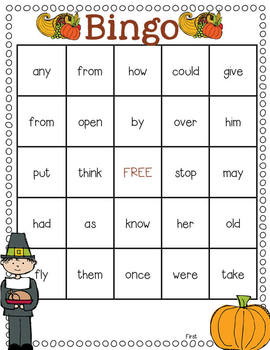 Thanksgiving Sight Word Games Featuring the Dolch Words by ...