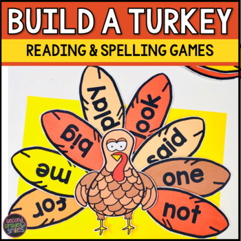 Preview of Thanksgiving Spelling & Reading Turkey Game - Build a Turkey - Sight Word Game