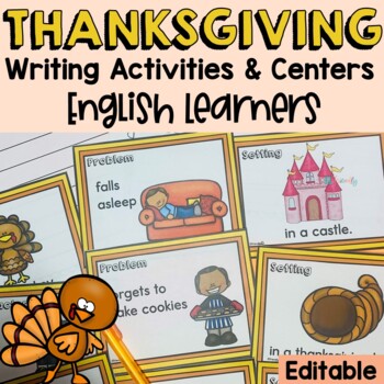 Preview of Thanksgiving Writing Activities ELL ESL Newcomer Friendly Editable