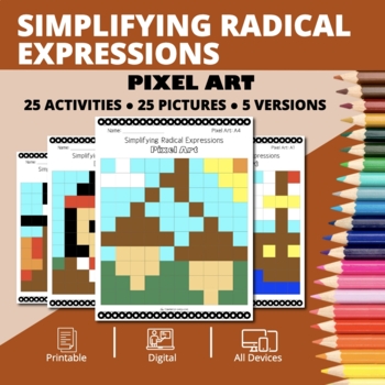 Preview of Thanksgiving: Simplifying Radical Expressions Pixel Art Activity