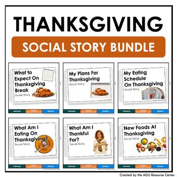 Preview of Thanksgiving Social Stories Bundle | Special Education | EDITABLE