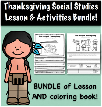 Preview of Thanksgiving Social Studies BUNDLE: Mini-lesson with activities & coloring book