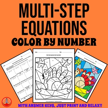 Preview of Thanksgiving Solving Multi-step Equations Color by Number 6th 7th 8th Grades
