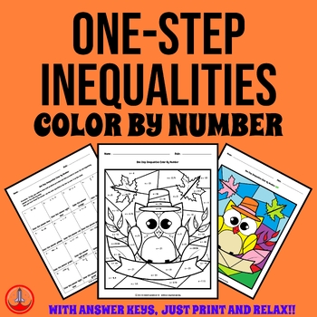 Preview of Thanksgiving Solving One-step Inequalities Color by Number 6th 7th 8th Grades