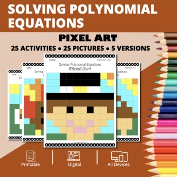 Preview of Thanksgiving: Solving Polynomial Equations Pixel Art Activity