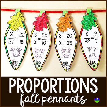 Preview of Thanksgiving Solving Proportions Math Pennant Activity for Fall
