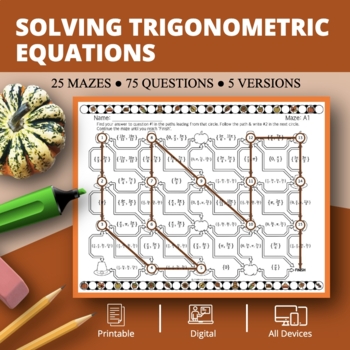 Preview of Thanksgiving: Solving Trigonometric Equations Maze Activity