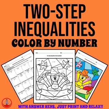 Preview of Thanksgiving Solving Two-step Inequalities Color by Number 6th 7th 8th Grades