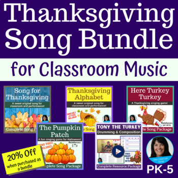 Preview of Thanksgiving Song Bundle | Songs & Singing Games: 5 Complete Resource Packages
