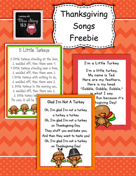 Preview of Thanksgiving Songs Freebie