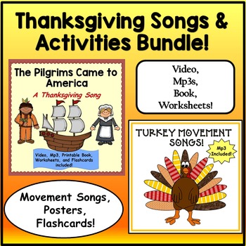 Preview of Thanksgiving Songs and Activities Bundle: Music Video, Mp3s, Printables