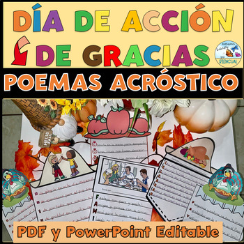 Preview of Thanksgiving Spanish Acrostic Poems  Dia de Accion de Gracias Poema acrostico 