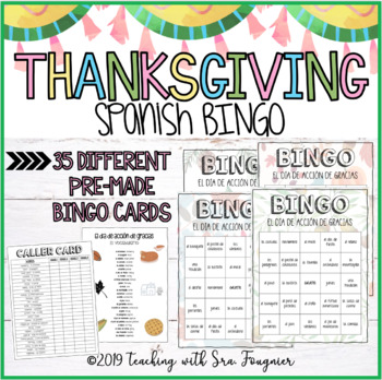 Preview of Thanksgiving Spanish Bingo and Vocabulary List