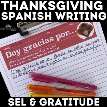 Preview of Thanksgiving Spanish Class Gratitude Writing Activity - Doy gracias por Gratitud
