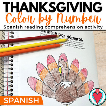 Preview of Thanksgiving Spanish Reading Color by Number Turkey - Día de Acción de Gracias