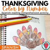 Thanksgiving Spanish Reading Color by Number Turkey - Día 