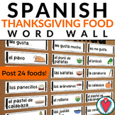 Spanish Thanksgiving Food Vocabulary Word Wall - Día de Ac