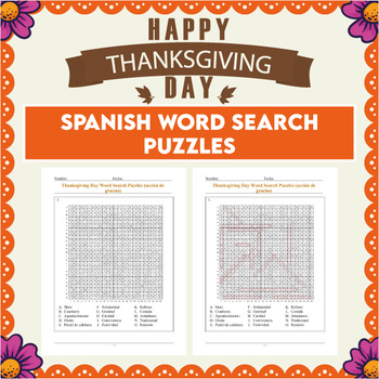 Preview of Thanksgiving Spanish Word Search Puzzles - Acción de Gracias