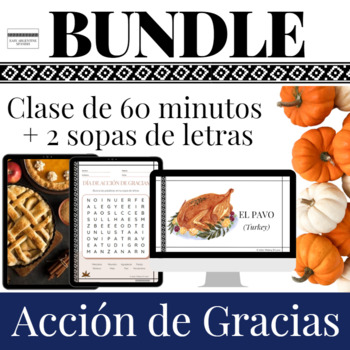 Preview of Thanksgiving Spanish Worksheets Bundle