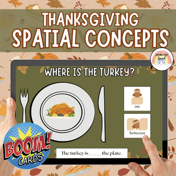 Preview of Thanksgiving Spatial Concepts Speech Therapy Boom Cards No Prep