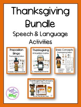 Preview of Thanksgiving Speech & Language Activities Bundle