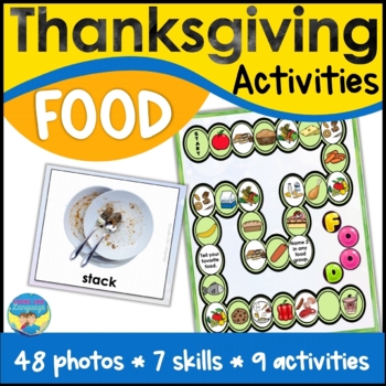 Preview of Thanksgiving Speech Language Food Activities and Adapted Book for Autism