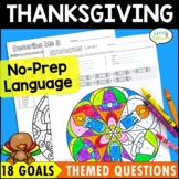 Thanksgiving Speech and Language Therapy Activities Color 