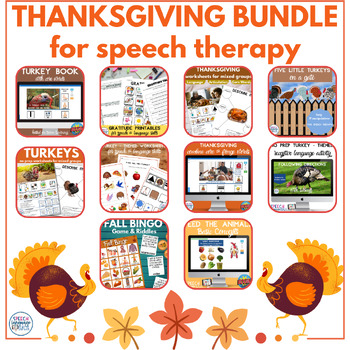 Preview of Thanksgiving Fall Speech & Language Therapy Bundle No Prep for November