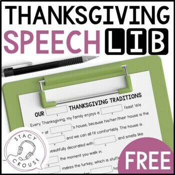 Preview of Thanksgiving Activity for Speech Therapy Speech Libs Worksheet + Digital