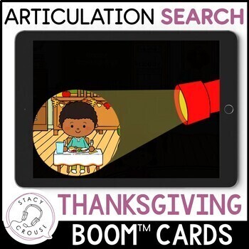 Preview of Thanksgiving Speech Therapy Activity Flashlight BOOM™ CARDS Articulation