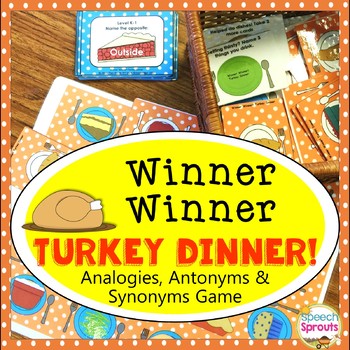 Preview of Speech Therapy Thanksgiving Dinner Game Analogies Synonyms Antonyms & Categories
