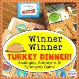 Speech Therapy Thanksgiving Dinner Game Analogies Synonyms