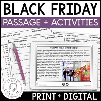 Preview of Thanksgiving Speech Therapy Black Friday Shopping Activities Passage + Language