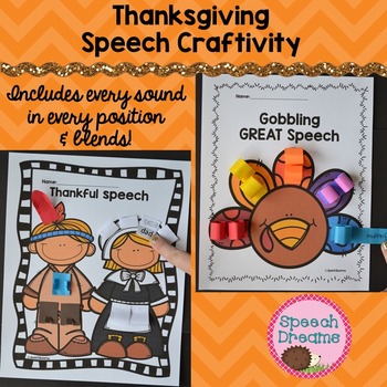 Preview of Thanksgiving Speech Therapy Craft Activity for articulation and language