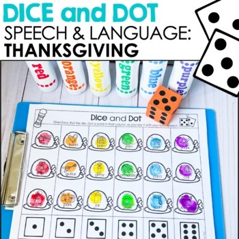 Preview of Thanksgiving Speech Therapy - Dice & Dot - Turkey Activities for November