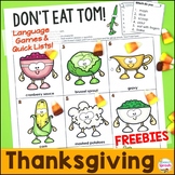 Thanksgiving Speech Therapy Games: Don't Eat Tom!