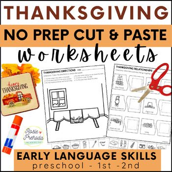 Preview of Thanksgiving Speech Therapy No Prep Cut & Paste Language Activities