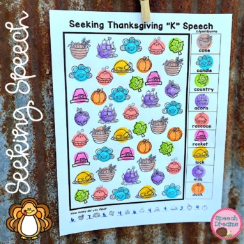 Preview of Thanksgiving Speech Therapy Seeking Dot Marker Activity Articulation Goals Print