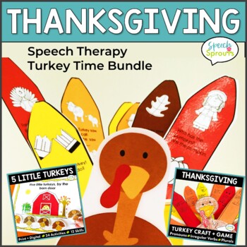 Preview of Thanksgiving Kindergarten and Preschool Speech Language Therapy Turkey Bundle