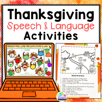 Preview of Thanksgiving Speech and Language Activities