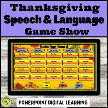 Preview of Thanksgiving Speech and Language Game Show Activities